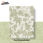 Custom Name Green Botanical iPad case, Free Personalization